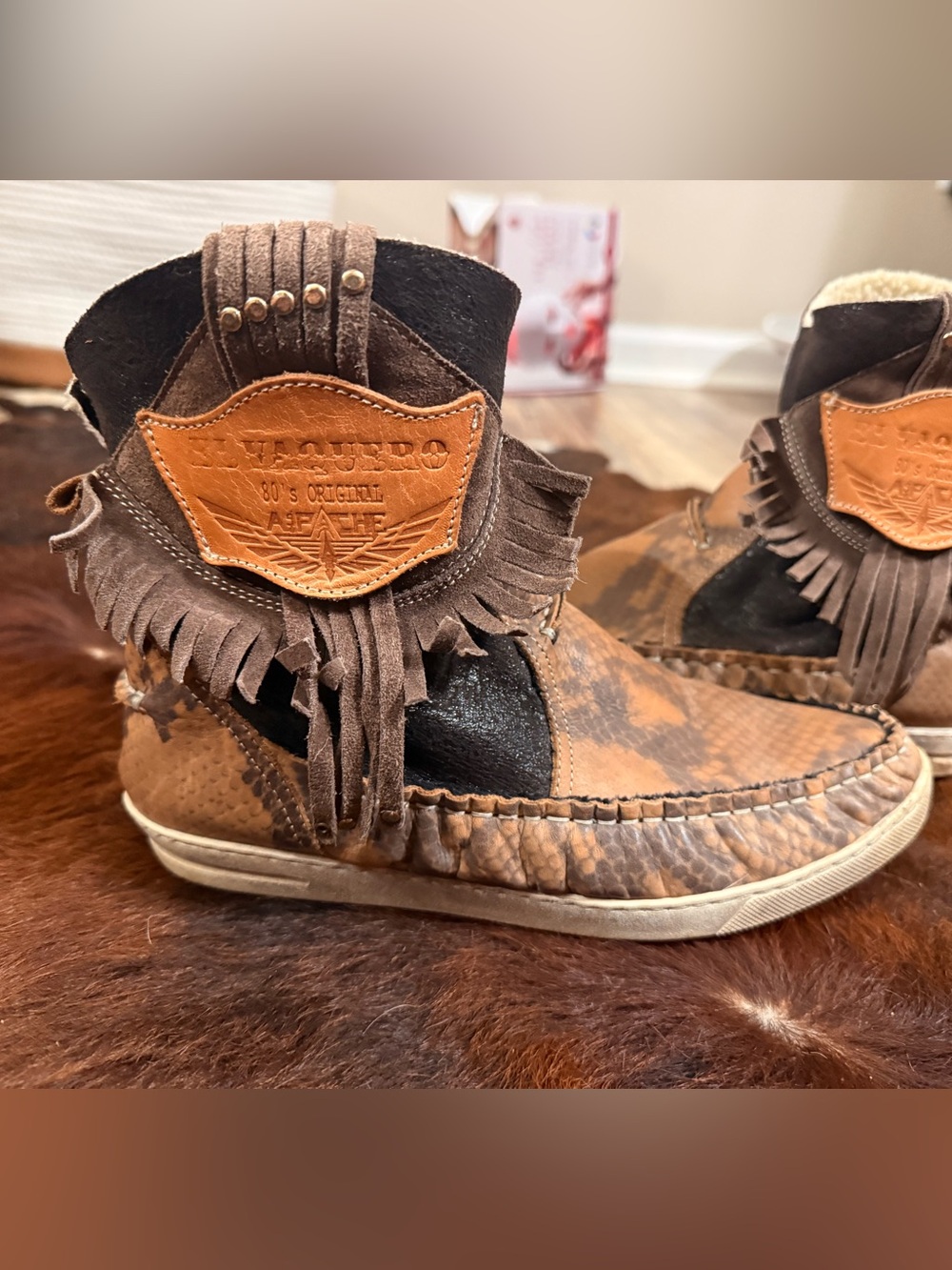 El Vaquero Apache fleece lined python bootie